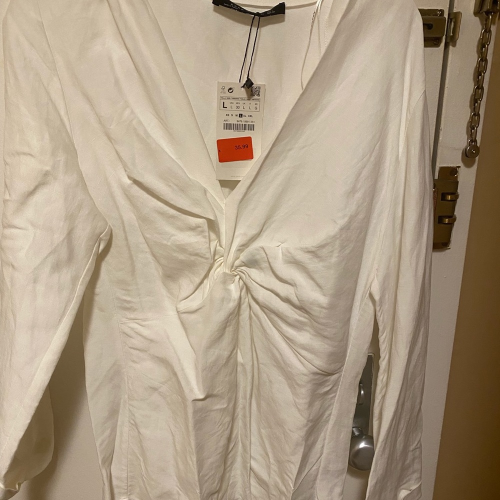 Zara top plunge twist neckline.